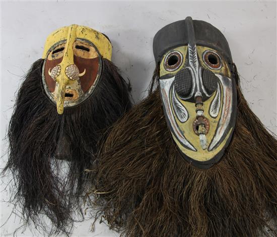 Two Sepik River wooden ceremonial masks